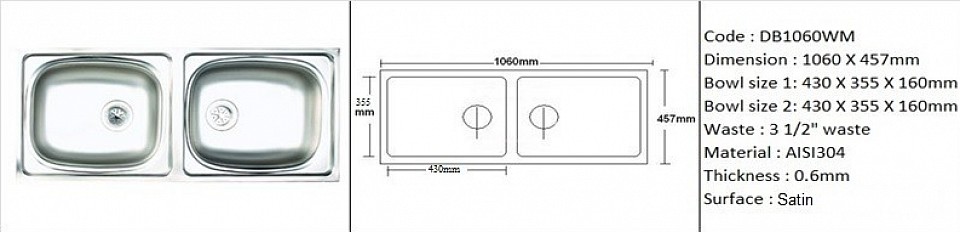 🇲🇾*STOCK AVAILABLE*🇲🇾 DB1060WM / Standard wall mount application / AISI304 (18/8) / 0.6mm plate thickness / 3 1/2