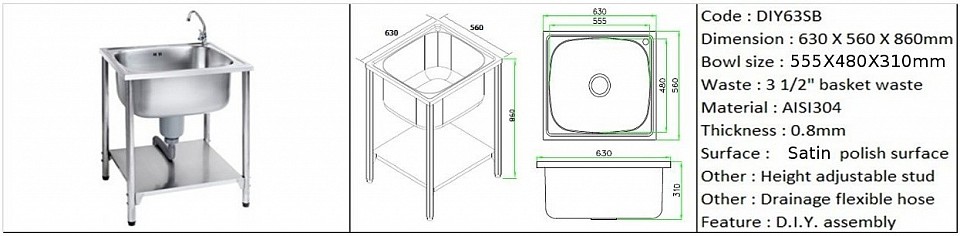 🇲🇾*STOCK AVAILABLE*🇲🇾 DIY635B / Feature mobile & easy do-it-yourself assembly / AISI304 (18/8) / 3 1/2