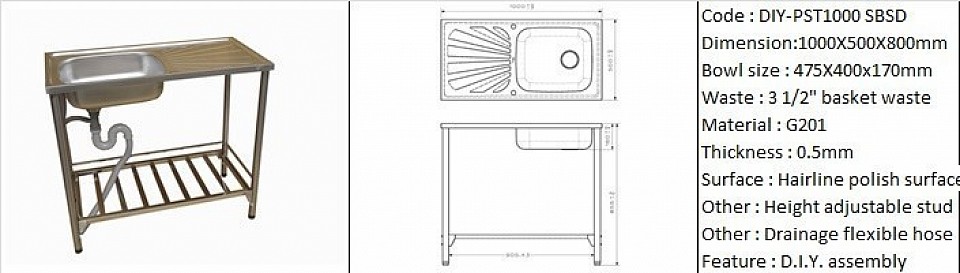 🇲🇾*STOCK AVAILABLE*🇲🇾 DIY-PST1000SBSD / Feature mobile & easy do-it-yourself assembly / G201 / 3 1/2